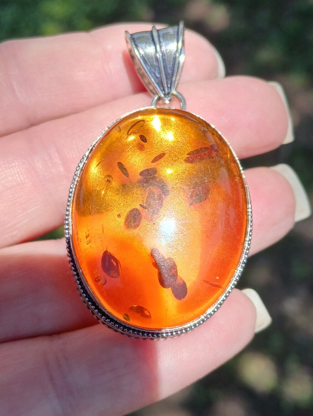 New Oversized Amber 925 Silver Pendant. - Picture 5 of 10